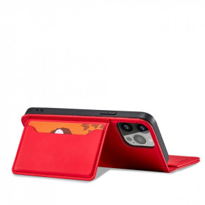 Калъф тип книга с външен джоб Magnet Card - iPhone 14 Pro червен - Img 4