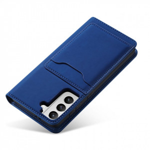 Калъф тип книга с външен джоб Magnet Card - Samsung Galaxy S22+ син - Img 4