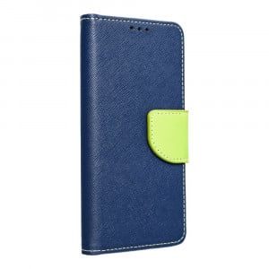 Калъф тип книга Fancy - iPhone 15 Pro тъмносин / лимоненожълт - Img 1