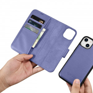 Калъф тип книга iCARER Wallet 2в1 против кражба - iPhone 14 Cover светлолилав - Img 15