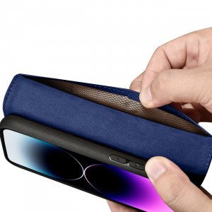 Калъф тип книга iCARER Wallet 2в1 против кражба - iPhone 14 Pro Max син - Img 11