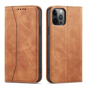 Калъф тип книга Magnet Fancy - iPhone 12 Pro Max кафяв - Img 1