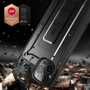 Калъф 360° със стойка и клипс SUPCASE Unicorn Beetle Pro - iPhone 12 / 12 Pro черен - Img 2