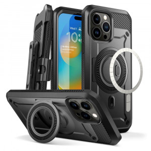 Калъф 360° със стойка и клипс SUPCASE Unicorn Beetle Pro Magsafe - iPhone 15 Pro черен - Img 1