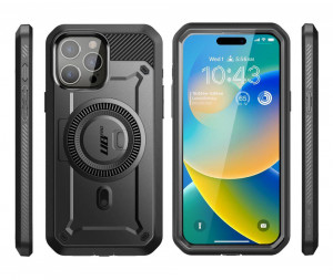 Калъф 360° със стойка и клипс SUPCASE Unicorn Beetle Pro Magsafe - iPhone 15 Pro черен - Img 3