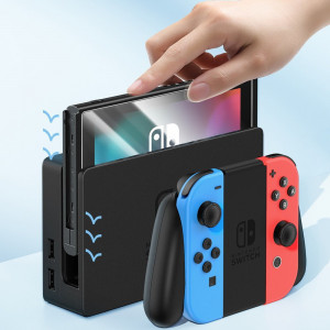Комплект от 2 бр. Закален стъклен протектор BASEUS Crystal за Nintendo Switch OLED 2021 + инструмент за поставяне - Img 5