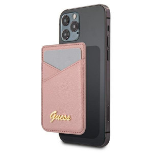 Магнитен джоб за карти GUESS Saffiano GUWMSSASLPI MagSafe розов - Img 1