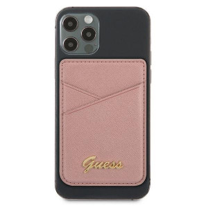 Магнитен джоб за карти GUESS Saffiano GUWMSSASLPI MagSafe розов - Img 2