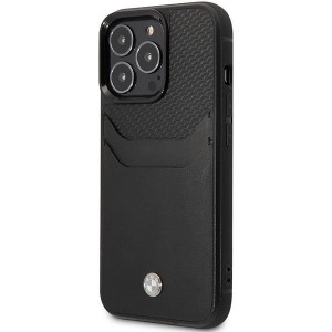Оригинален гръб от еко кожа BMW Leather Card Slot BMHCP14X22RSEPK - iPhone 14 Pro Max черен - Img 2