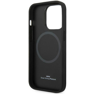 Оригинален гръб от еко кожа BMW Leather Diamond MagSafe BMHMP14L22RFGK - iPhone 14 Pro черен - Img 7