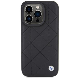 Оригинален гръб от еко кожа BMW Leather Quilted - iPhone 15 Pro Max черен - Img 3
