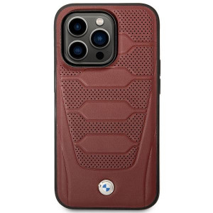 Оригинален гръб от еко кожа BMW Leather Seats MagSafe BMHMP14X22RPSR - iPhone 14 Pro Max бургундско червен - Img 3