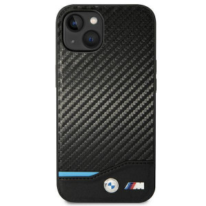 Оригинален гръб от естествена и еко кожа BMW Leather Carbon BMW BMHCP14M22NBCK - iPhone 14 Plus черен - Img 3