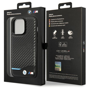 Оригинален гръб от естествена и еко кожа BMW Leather Carbon BMHCP13L22NBCK - iPhone 13 Pro черен - Img 8