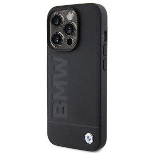 Оригинален гръб от естествена кожа BMW Leather Hot Stamp MagSafe - iPhone 15 Pro Max черен - Img 2