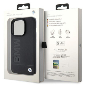 Оригинален гръб от естествена кожа BMW Leather Hot Stamp MagSafe - iPhone 15 Pro Max черен - Img 8