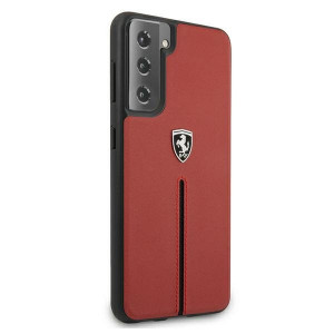 Оригинален гръб от естествена кожа FERRARI Off Track Leather Nylon Stripe FEOSIHCS21 5GSRE - Samsung Galaxy S21 5G червен - Img 4