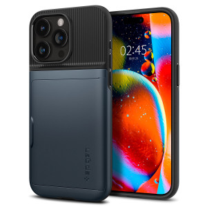 Оригинален гръб със слот за карта SPIGEN Slim Armor CS - iPhone 15 Pro Max син - Img 10
