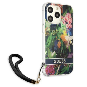 Оригинален гръб с връзка GUESS Flower GUHCP13XHFLSB - iPhone 13 Pro Max син - Img 4