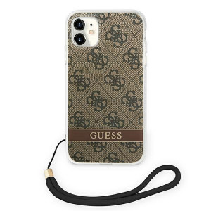 Оригинален гръб с гривна GUESS 4G Print Strap GUOHCN61H4STW - iPhone 11 кафяв - Img 3