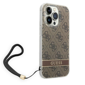 Оригинален гръб с гривна GUESS 4G Print Strap GUOHCP14XH4STW - iPhone 14 Pro Max кафяв - Img 3
