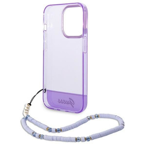 Оригинален гръб с гривна GUESS Translucent Pearl Strap GUHCP14LHGCOHU - iPhone 14 Pro лилав - Img 6