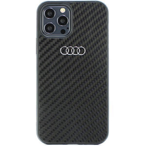 Оригинален гръб AUDI Carbon Fiber AU-TPUPCIP12P-R8 / D2-BK - iPhone 12 / 12 Pro черен - Img 1
