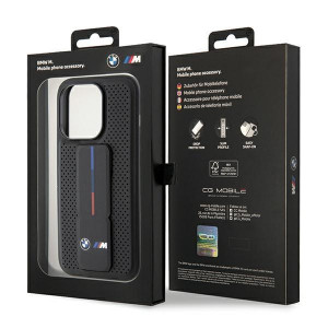 Оригинален гръб BMW Grip Stand Smooth & Perforated - iPhone 15 Pro черен - Img 9