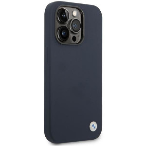 Оригинален гръб BMW Silicone Metal Logo MagSafe BMHMP14LSILNA - iPhone 14 Pro тъмносин - Img 4