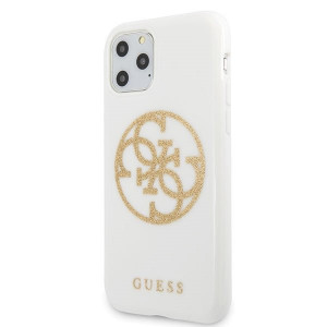 Оригинален гръб GUESS 4G Circle Glitter - iPhone 11 Pro Max бял - Img 2