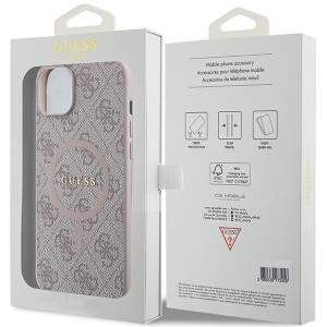 Оригинален гръб GUESS 4G Collection Leather Metal Logo MagSafe - iPhone 15 Plus / 14 Plus розов - Img 8
