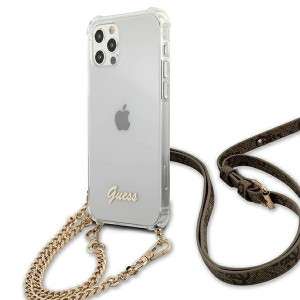 Оригинален гръб GUESS 4G Gold Chain GUHCP12MKC4GSGO - iPhone 12 / 12 Pro прозрачен - Img 2