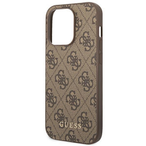 Оригинален гръб GUESS 4G Metal Gold Logo GUHCP14XG4GFBR - iPhone 14 Pro Max кафяв - Img 6