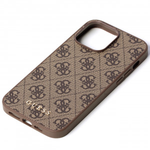 Оригинален гръб GUESS 4G Metal Gold Logo GUHCP14XG4GFBR - iPhone 14 Pro Max кафяв - Img 9