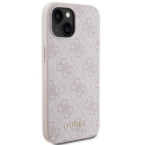 Оригинален гръб GUESS 4G Metal Gold Logo - iPhone 15 розов - Img 4