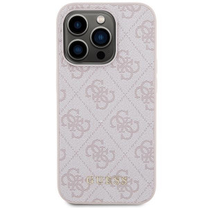 Оригинален гръб GUESS 4G Metal Gold Logo - iPhone 15 Pro розов - Img 3