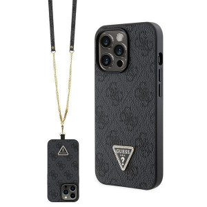 Оригинален гръб GUESS 4G Metal Logo с презрамка GUHCP13LP4TDSCPK - iPhone 13 Pro черен - Img 1