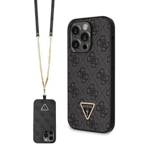Оригинален гръб GUESS 4G Metal Logo с презрамка GUHCP14LP4TDSCPK - iPhone 14 Pro черен - Img 1
