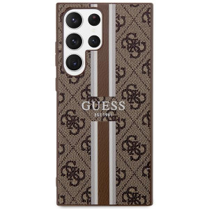 Оригинален гръб GUESS 4G Printed Stripe GUHCS23LP4RPSW - Samsung Galaxy S23 Ultra кафяв - Img 2