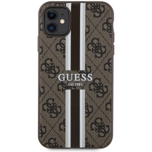 Оригинален гръб GUESS 4G Printed Stripe MagSafe GUHMN61P4RPSW - iPhone 11 кафяв - Img 3