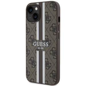 Оригинален гръб GUESS 4G Printed Stripe MagSafe GUHMP14MP4RPSW - iPhone 14 Plus кафяв - Img 2