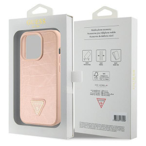 Оригинален гръб GUESS Croco Triangle Metal Logo - iPhone 15 Pro розов - Img 8