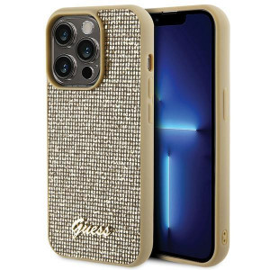Оригинален гръб GUESS Disco Metal Script - iPhone 15 Pro златист - Img 1