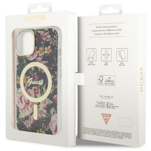 Оригинален гръб GUESS Flower MagSafe GUHMP14MHCFWSK - iPhone 14 Plus черен - Img 8