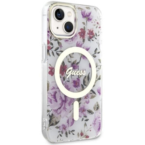 Оригинален гръб GUESS Flower MagSafe GUHMP14MHCFWST - iPhone 14 Plus прозрачен - Img 4