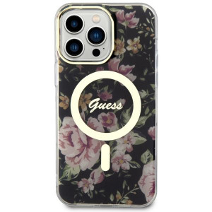 Оригинален гръб GUESS Flower MagSafe GUHMP14XHCFWSK - iPhone 14 Pro Max черен - Img 3