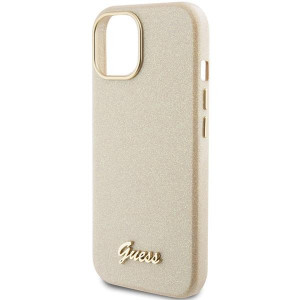 Оригинален гръб GUESS Glitter Glossy Script - iPhone 15 златист - Img 6
