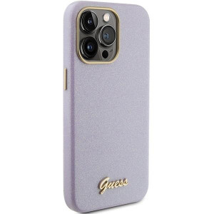 Оригинален гръб GUESS Glitter Glossy Script - iPhone 15 Pro Max лилав - Img 4