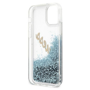 Оригинален гръб GUESS Glitter Liquid Vintage GUHCP12SGLVSBL - iPhone 12 mini син - Img 7