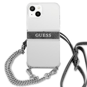 Оригинален гръб GUESS Gray Strap Silver Chain GUHCP13SKC4GBSI - iPhone 13 mini прозрачен / сив - Img 3